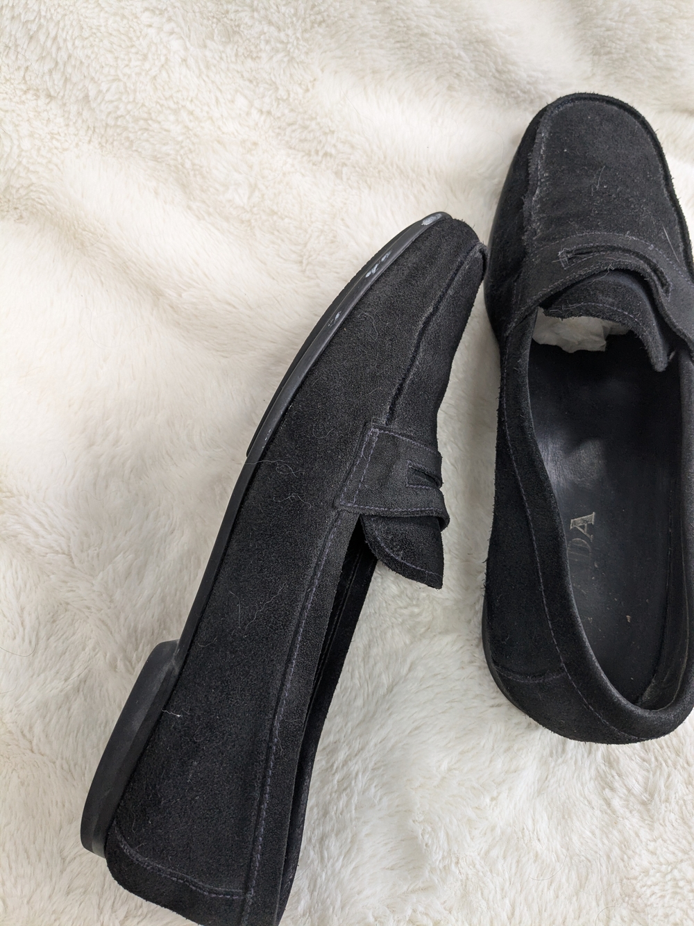 Prada Men’s Black Suede Penny Loafers - Picture 9 of 14